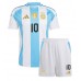 Camiseta Argentina Lionel Messi #10 Primera Equipación para niños Copa America 2024 manga corta (+ pantalones cortos)